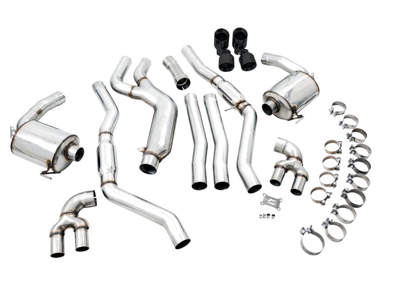 BMW 3 Series Performance Exhaust - AWE Tuning - Cat Back, Resonated Touring Edition, Quad Tips - Diamond Black - `19-`27